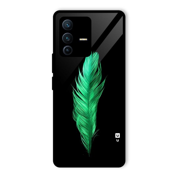 Beautiful Green Feather Glass Back Case for Vivo V23 Pro