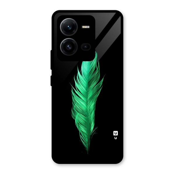 Beautiful Green Feather Glass Back Case for Vivo V25