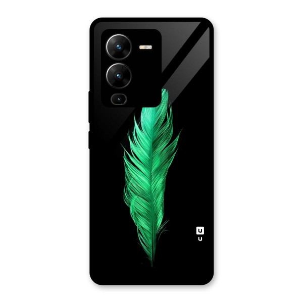 Beautiful Green Feather Glass Back Case for Vivo V25 Pro