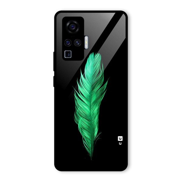 Beautiful Green Feather Glass Back Case for Vivo X50 Pro