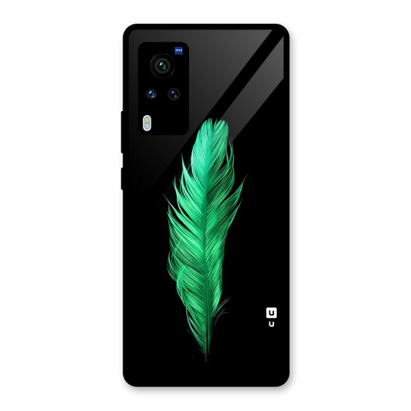 Beautiful Green Feather Glass Back Case for Vivo X60 Pro