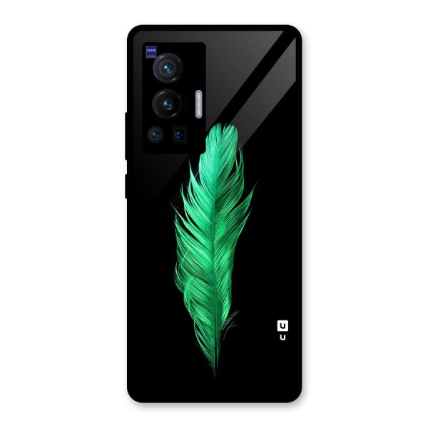 Beautiful Green Feather Glass Back Case for Vivo X70 Pro