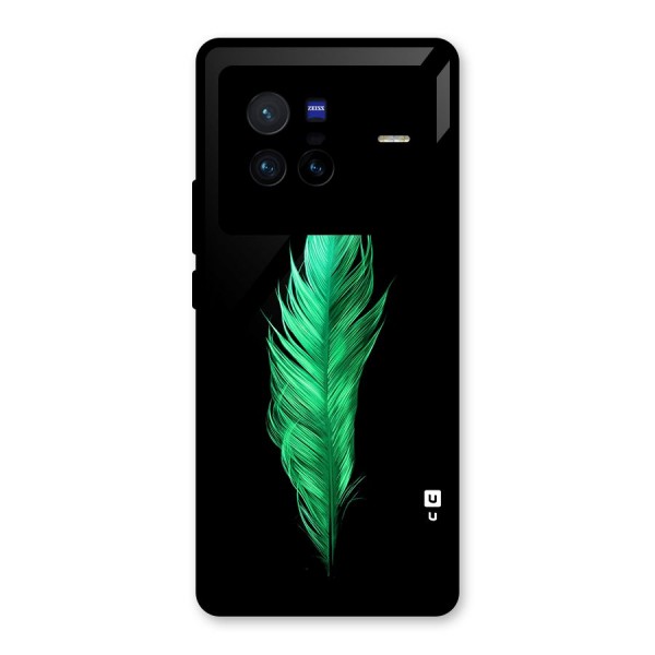 Beautiful Green Feather Glass Back Case for Vivo X80