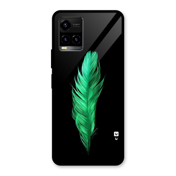 Beautiful Green Feather Glass Back Case for Vivo Y21G