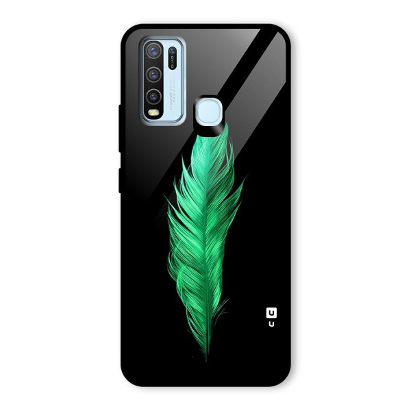 Beautiful Green Feather Glass Back Case for Vivo Y30