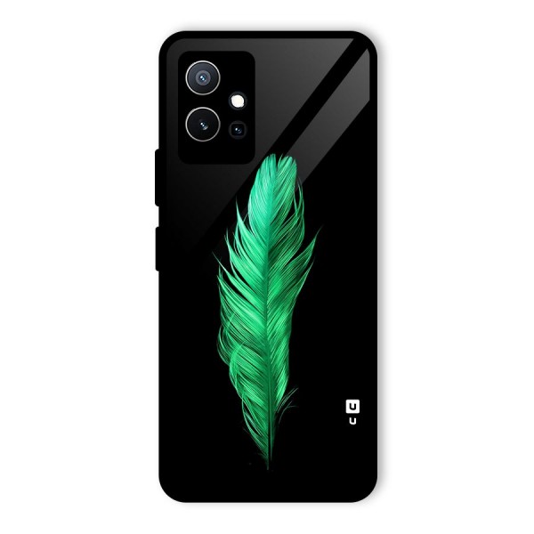 Beautiful Green Feather Glass Back Case for Vivo Y75 5G