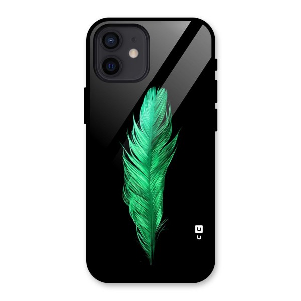 Beautiful Green Feather Glass Back Case for iPhone 12