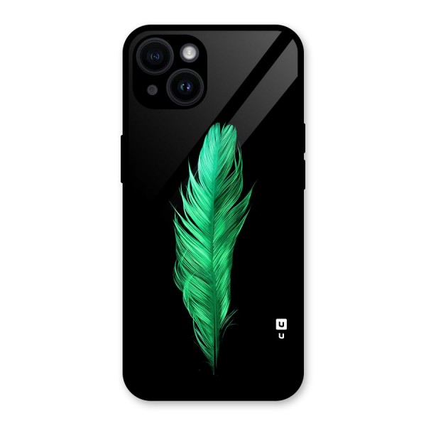 Beautiful Green Feather Glass Back Case for iPhone 14