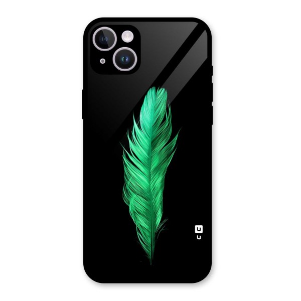 Beautiful Green Feather Glass Back Case for iPhone 14 Plus