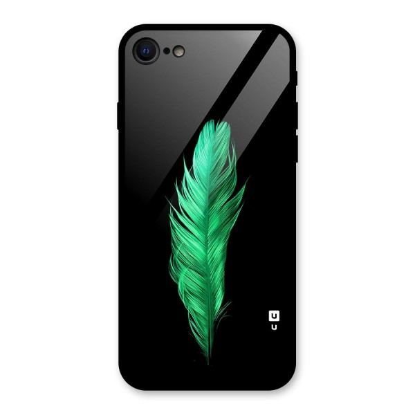 Beautiful Green Feather Glass Back Case for iPhone 8