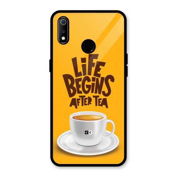 Begins After Tea Glass Back Case for Realme 3i