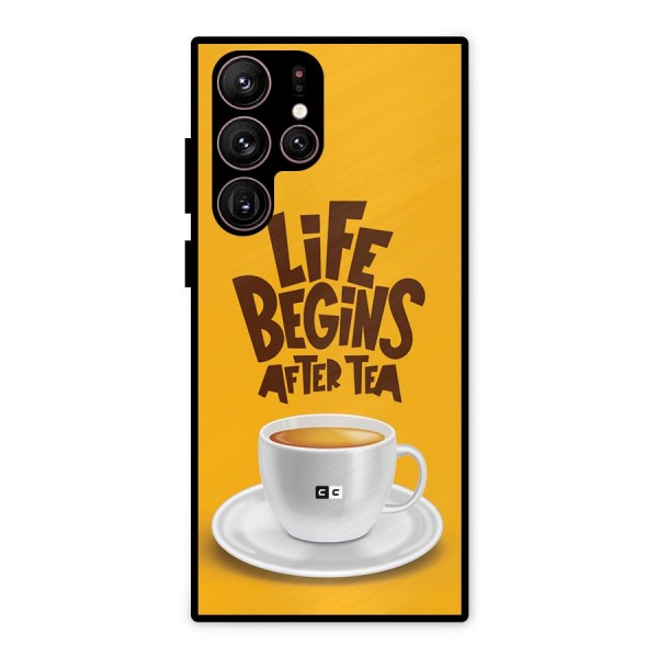 Begins After Tea Metal Back Case for Galaxy S22 Ultra 5G