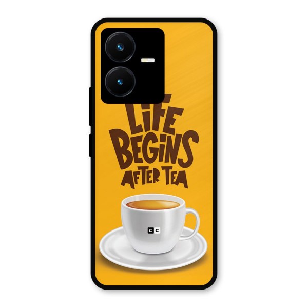 Begins After Tea Metal Back Case for Vivo Y22s