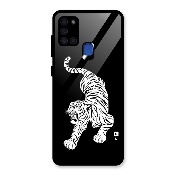 Bengal Tiger Stencil Art Glass Back Case for Galaxy A21s