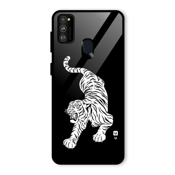 Bengal Tiger Stencil Art Glass Back Case for Galaxy M21