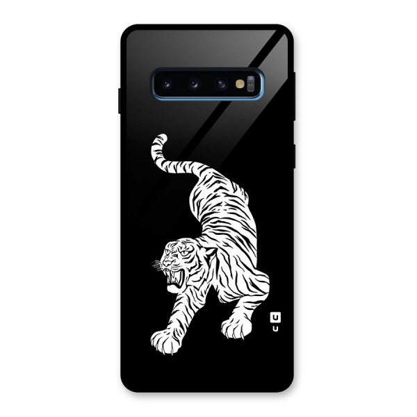 Bengal Tiger Stencil Art Glass Back Case for Galaxy S10