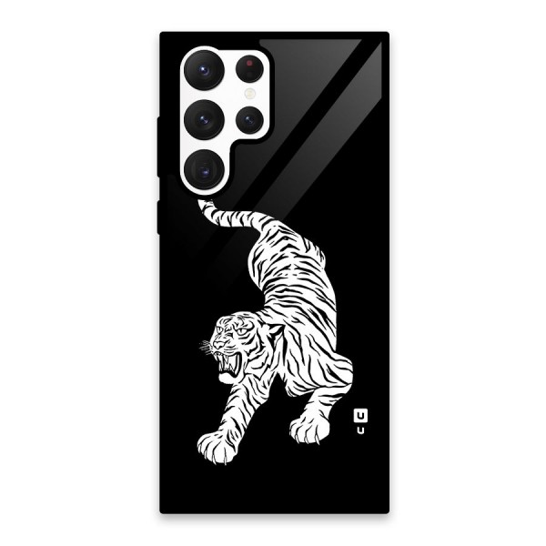 Bengal Tiger Stencil Art Glass Back Case for Galaxy S22 Ultra 5G