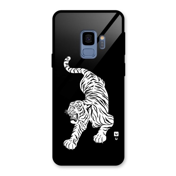 Bengal Tiger Stencil Art Glass Back Case for Galaxy S9