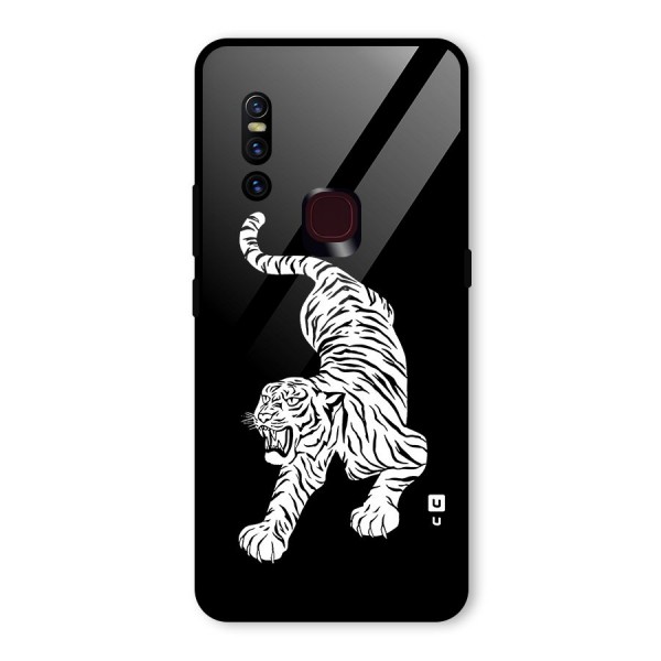 Bengal Tiger Stencil Art Glass Back Case for Vivo V15