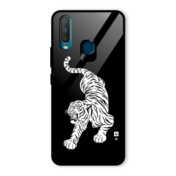 Bengal Tiger Stencil Art Glass Back Case for Vivo Y15