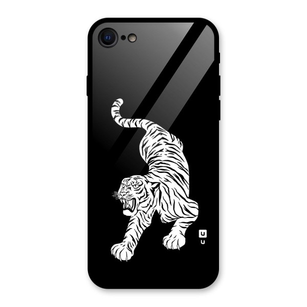 Bengal Tiger Stencil Art Glass Back Case for iPhone 8