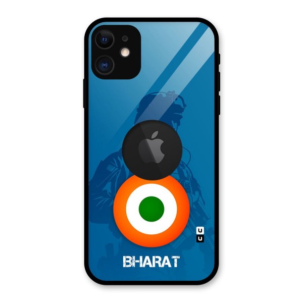 Bharat Commando Glass Back Case for iPhone 11 Logo Cut