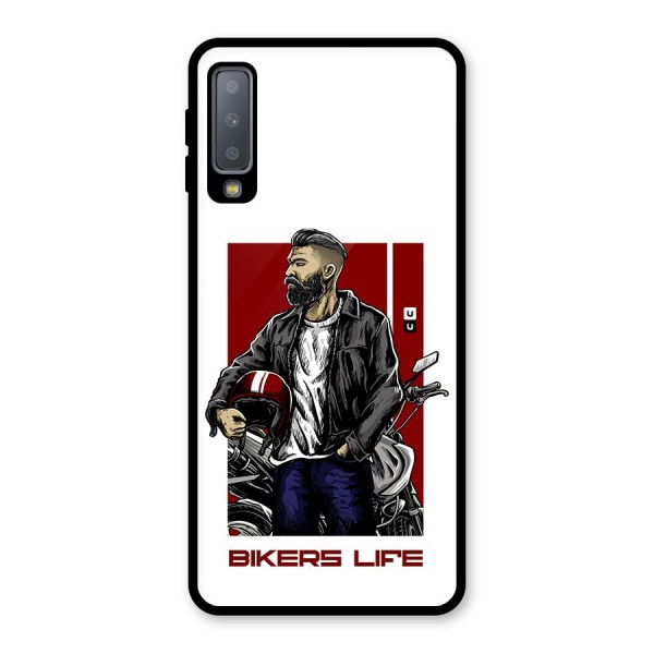 Biker Life Glass Back Case for Galaxy A7 (2018)