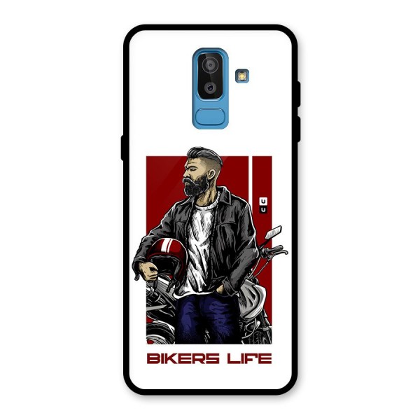 Biker Life Glass Back Case for Galaxy J8