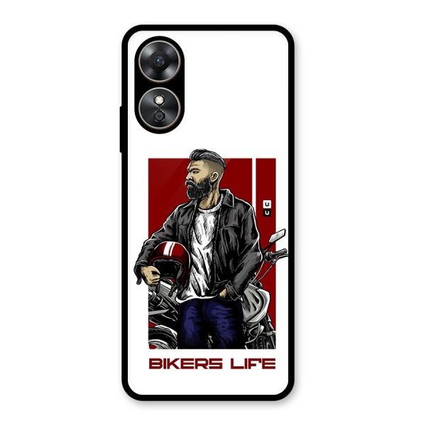 Biker Life Glass Back Case for Oppo A17