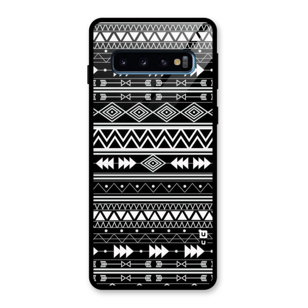 Black Aztec Creativity Glass Back Case for Galaxy S10