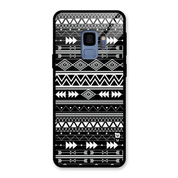 Black Aztec Creativity Glass Back Case for Galaxy S9