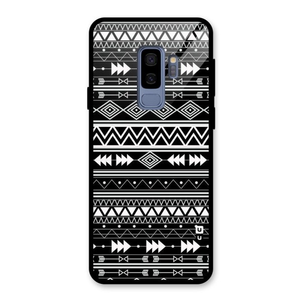 Black Aztec Creativity Glass Back Case for Galaxy S9 Plus