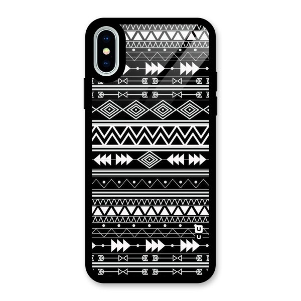 Black Aztec Creativity Glass Back Case for iPhone XS