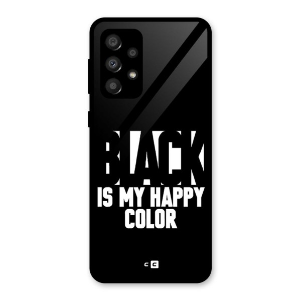 Black My Happy Color Glass Back Case for Galaxy A32