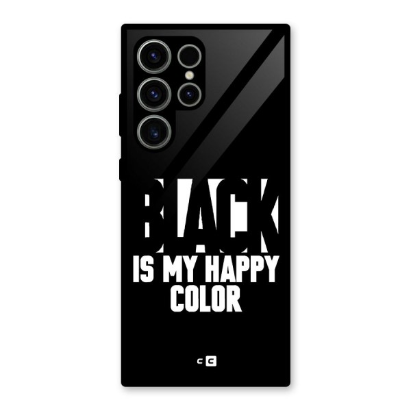 Black My Happy Color Glass Back Case for Galaxy S23 Ultra