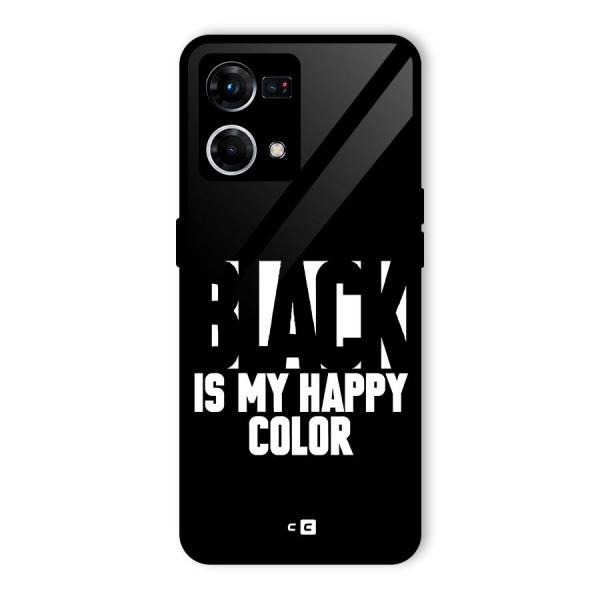 Black My Happy Color Glass Back Case for Oppo F21 Pro 4G