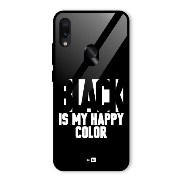 Black My Happy Color Glass Back Case for Redmi Note 7S