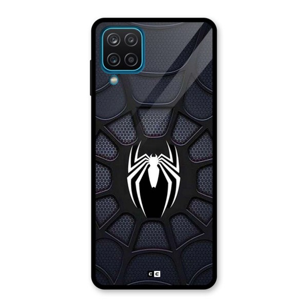 Black Web Glass Back Case for Galaxy A12