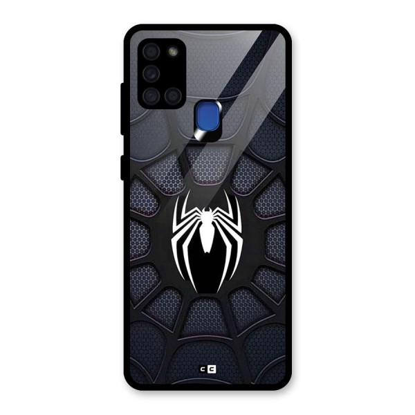 Black Web Glass Back Case for Galaxy A21s