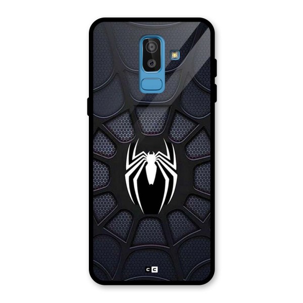 Black Web Glass Back Case for Galaxy J8