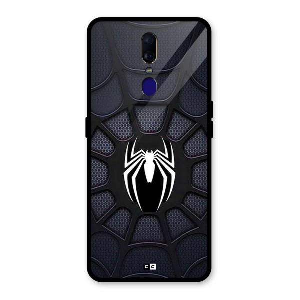 Black Web Glass Back Case for Oppo F11