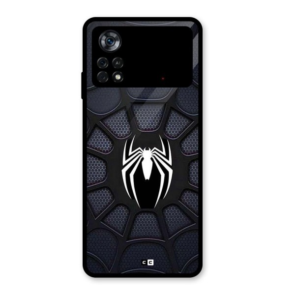 Black Web Glass Back Case for Poco X4 Pro 5G