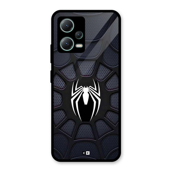 Black Web Glass Back Case for Poco X5