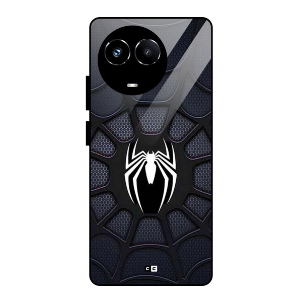 Black Web Glass Back Case for Realme 11X