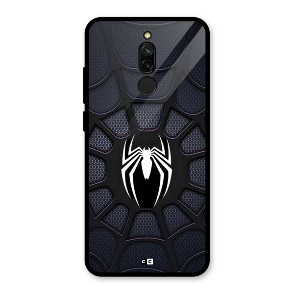 Black Web Glass Back Case for Redmi 8