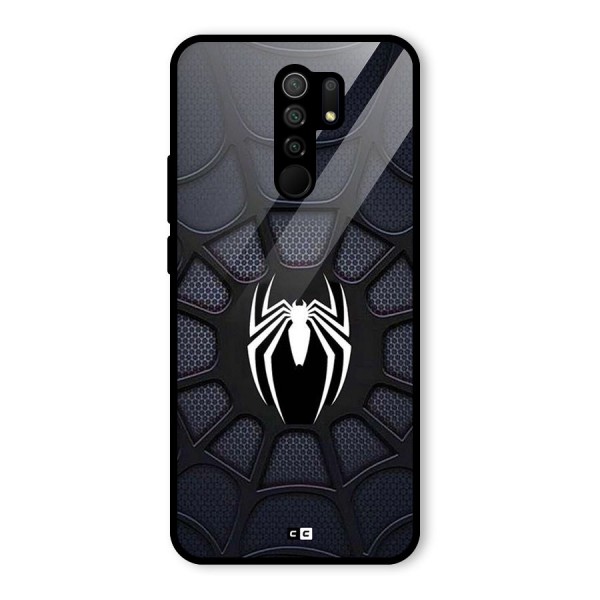 Black Web Glass Back Case for Redmi 9 Prime