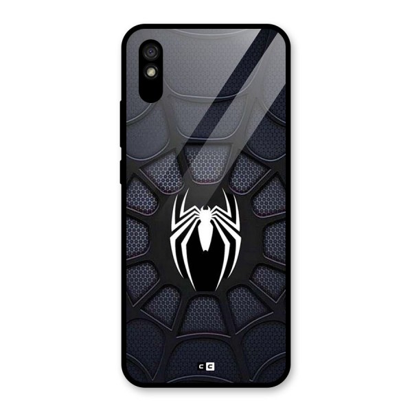 Black Web Glass Back Case for Redmi 9i