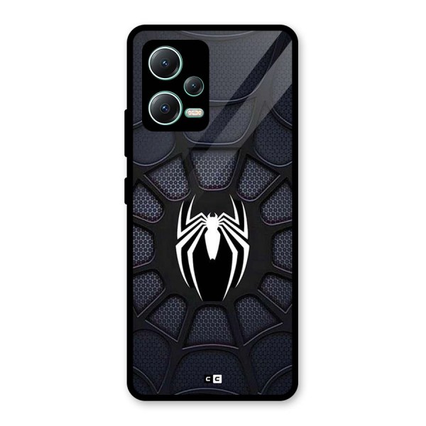 Black Web Glass Back Case for Redmi Note 12 5G