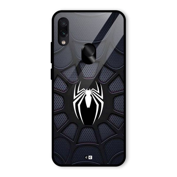 Black Web Glass Back Case for Redmi Note 7