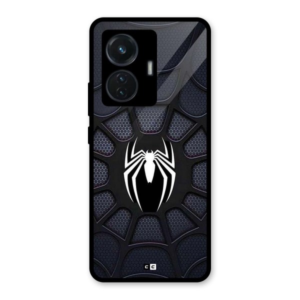 Black Web Glass Back Case for Vivo T1 44W